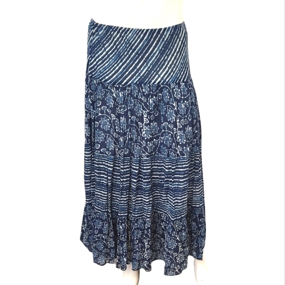 CHAPS Blue Boho Maxi Skirt.